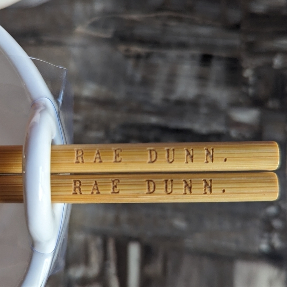🇺🇲Rae Dunn Rice Bowl Set with Branded Bamboo Chopsticks 🥢 - Picture 4 of 4
